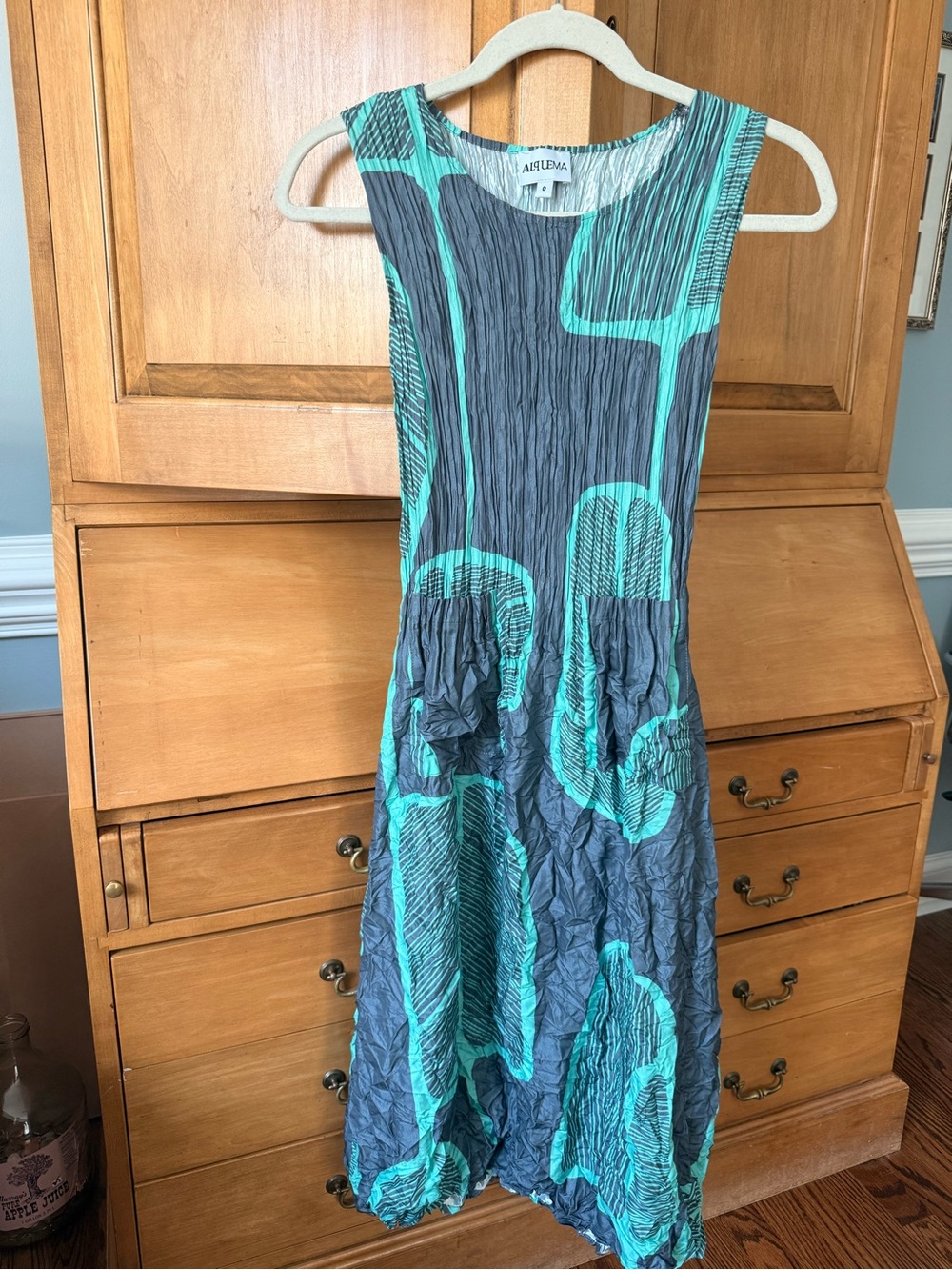 Alquema Smash Pocket Pleated Midi Dress Teal Gray Size 0 — Never Worn!